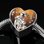 Dalmatian Dog Print Heart Charm Steel Bracelet