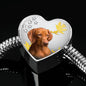 Vizsla Print Heart Charm Steel Bracelet