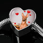 Pharaoh Hound Print Heart Charm Steel Bracelet