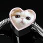 Cute Snoopy Cat Print Heart Charm Steel Bracelet