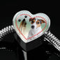 Jack Russell Terrier Print Heart Charm Steel Bracelet