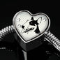 Bull Terrier Dog Print Heart Charm Steel Bracelet