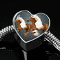 Haflinger Horse Art Print Heart Charm Steel Bracelet