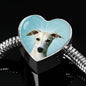 Whippet Dog Print Heart Charm Steel Bracelet