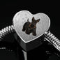 Scottish Terrier Print Heart Charm Steel Bracelet