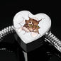 Amazing Cat Art Print Heart Charm Steel Bracelet