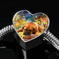 Cute Bullmastiff Print Heart Charm Steel Bracelet