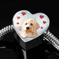 Goldendoodle Dog Print Heart Charm Steel Bracelet