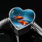 Fantail Fish Print Heart Charm Steel Bracelet