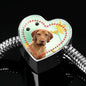 Cute Wirehaired Vizsla Print Heart Charm Steel Bracelet