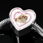 Shih Tzu Dog Print Heart Charm Steel Bracelet