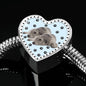 Irish Wolfhound Dog Print Heart Charm Steel Bracelet