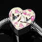 Siamese Cat Print Heart Charm Steel Bracelet