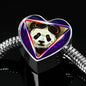 Cute Panda Art Print Heart Charm Steel Bracelet