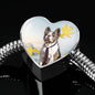 Cute Boston Terrier Print Heart Charm Steel Bracelet