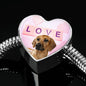 Rhodesian Ridgeback Dog Print Heart Charm Steel Bracelet