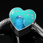 Dolphin Fish Print Heart Charm Steel Bracelet