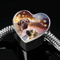 English Mastiff Print Heart Charm Steel Bracelet