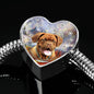 Dogue De Bordeaux Print Heart Charm Steel Bracelet