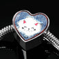 Cute Cat In Denim Print Heart Charm Steel Bracelet