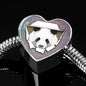 Amazing Panda Vector Art Print Heart Charm Steel Bracelet