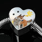 Norwegian Lundehund Print Heart Charm Steel Bracelet