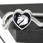 Friesian Horse Vector Art Print Heart Charm Steel Bracelet