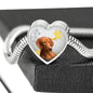Vizsla Print Heart Charm Steel Bracelet