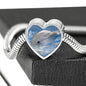 Cute Dolphin Print Heart Charm Steel Bracelet
