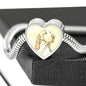 Bracco Italiano Dog Print Heart Charm Steel Bracelet