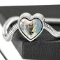 Lovely Korat Print Heart Charm Steel Bracelet