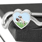 Playing Dog Print Heart Charm Steel Bracelet