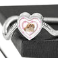 Shih Tzu Dog Print Heart Charm Steel Bracelet