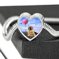Spanish Mastiff Dog Print Heart Charm Steel Bracelet