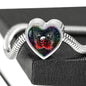 Gun And Skull Print Heart Charm Steel Bracelet