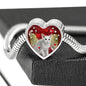 Oriental Shorthair Cat Print Heart Charm Steel Bracelet