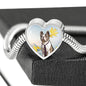 Cute Boston Terrier Print Heart Charm Steel Bracelet
