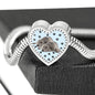 Irish Wolfhound Dog Print Heart Charm Steel Bracelet