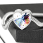 Amazing Colorful Boston Terrier Print Heart Charm Steel Bracelet