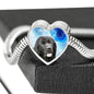 Newfoundland Dog Print Heart Charm Steel Bracelet