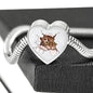 Amazing Cat Art Print Heart Charm Steel Bracelet