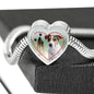 Jack Russell Terrier Print Heart Charm Steel Bracelet