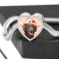 Flat Coated Retriever Print Heart Charm Steel Bracelet