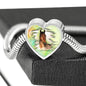 Thoroughbred Horse Art Print Heart Charm Steel Bracelet