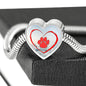 Red Paw Print Heart Charm Steel Bracelet
