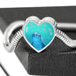 Dolphin Fish Print Heart Charm Steel Bracelet