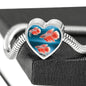 Siamese Fighting Fish Print Heart Charm Steel Bracelet