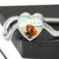 Cute Golden Retriever Print Heart Charm Steel Bracelet