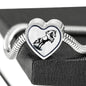 Mustang Horse Art Print Heart Charm Steel Bracelet