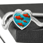 Southern Platyfish Fish Print Heart Charm Steel Bracelet